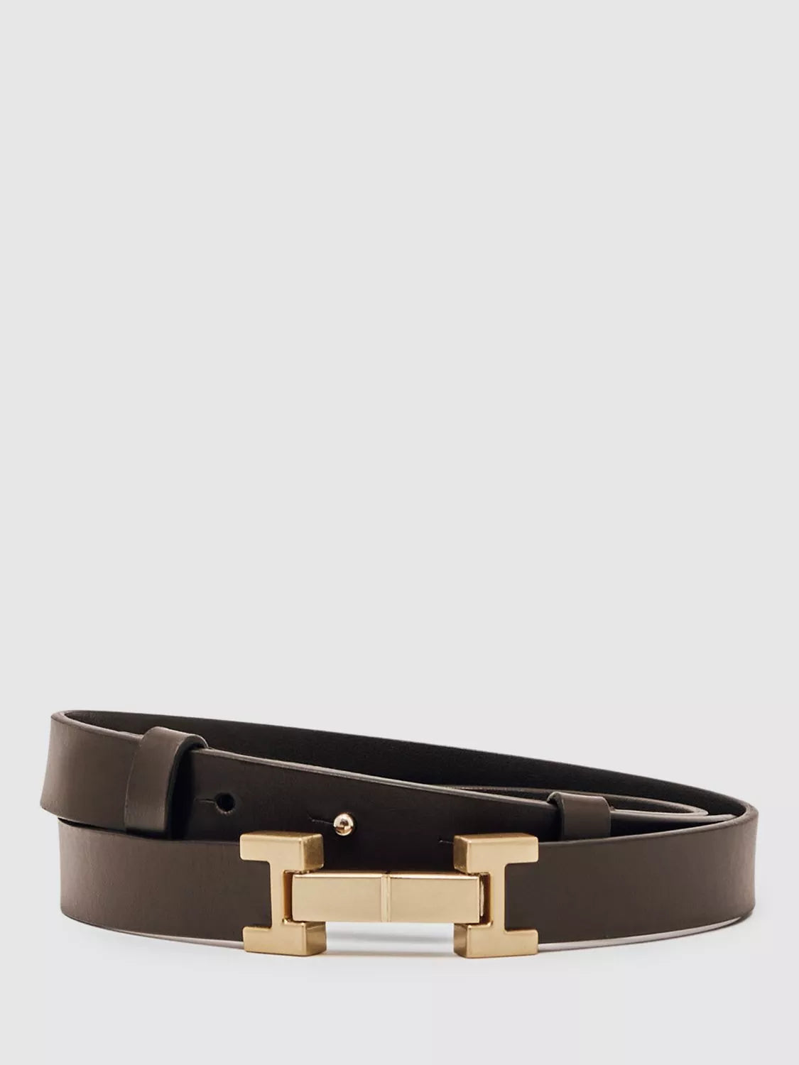 Reiss skinny leather belt metal hardware 2.4cm wide, UK version