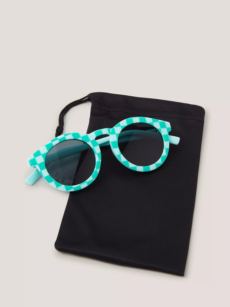 Monsoon baby sunglasses round checkerboard blue, imported from the UK