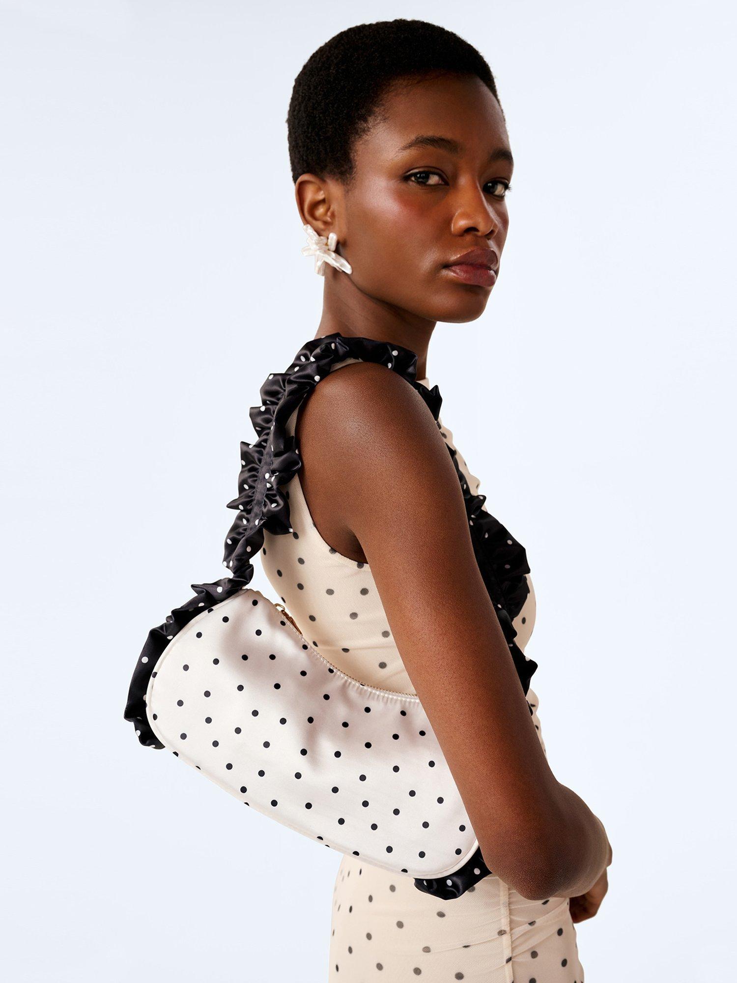 OMNES Azorez polka dot shoulder bag black/white, imported from the UK