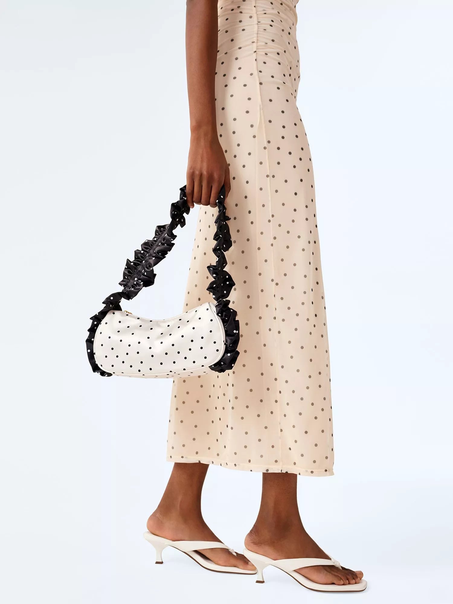 OMNES Azorez polka dot shoulder bag black/white, imported from the UK