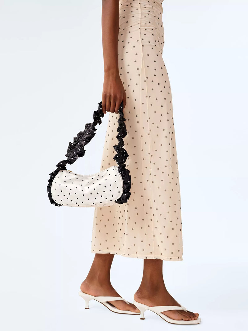 OMNES Azorez polka dot shoulder bag black/white, imported from the UK
