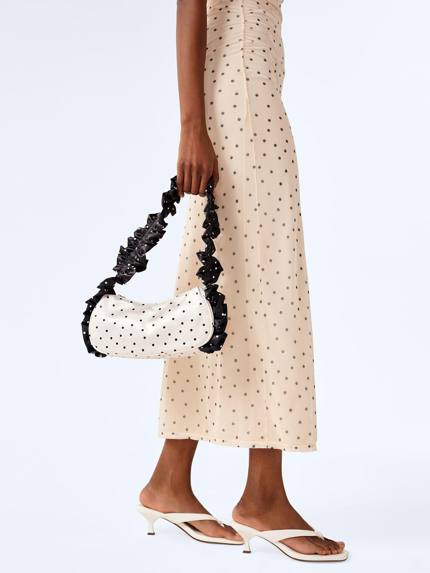 OMNES Azorez polka dot shoulder bag black/white, imported from the UK