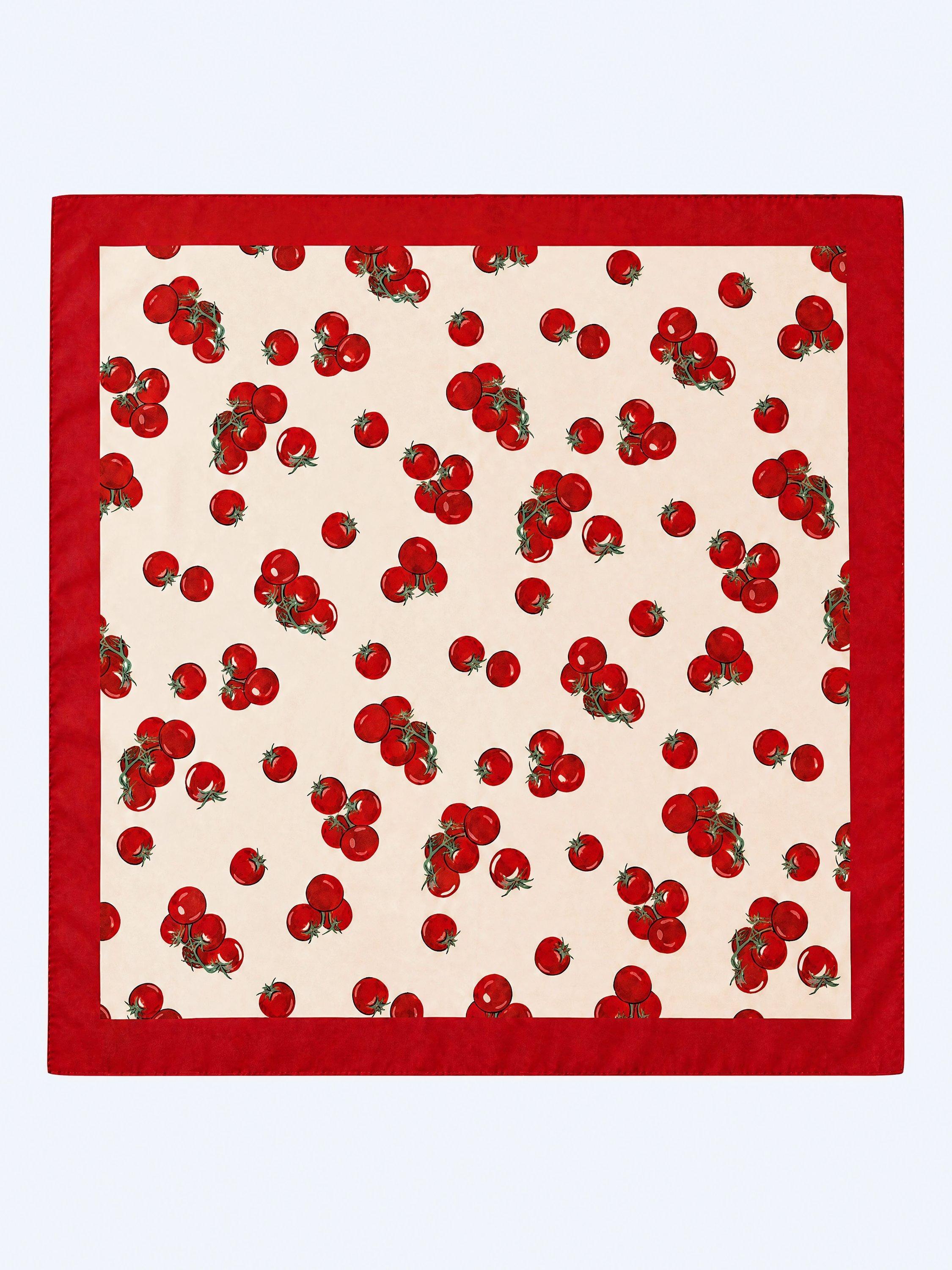 OMNES tomato print headscarf yellow multi 68cm, UK version
