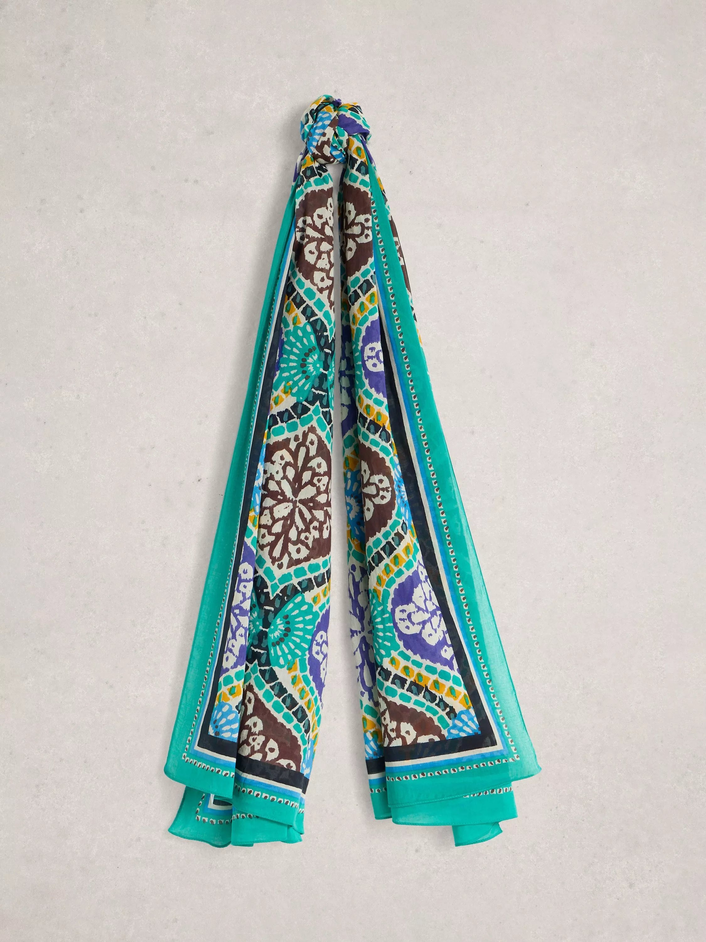 White Stuff blue multi organic cotton scarf (British brand)