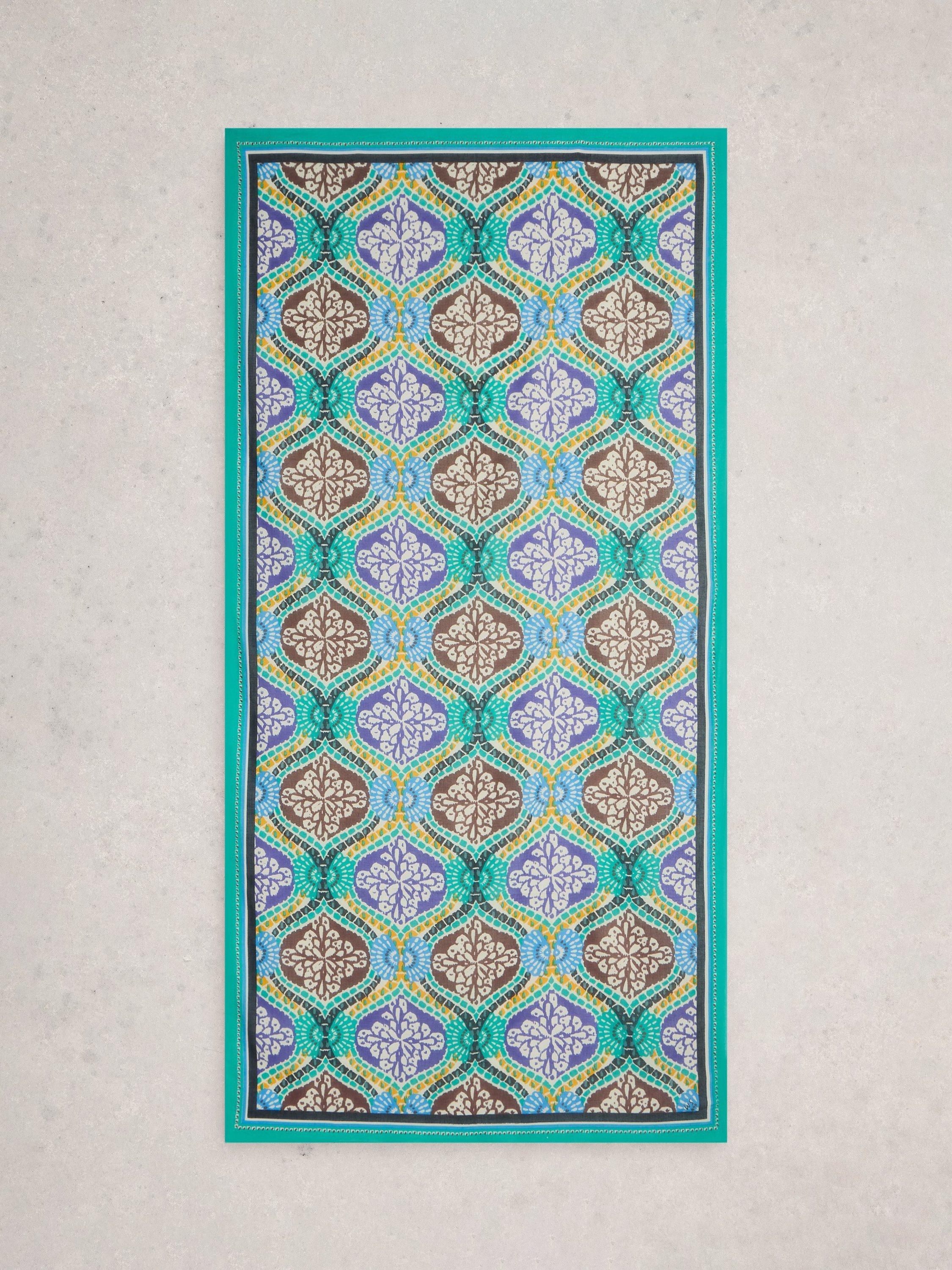 White Stuff blue multi organic cotton scarf (British brand)