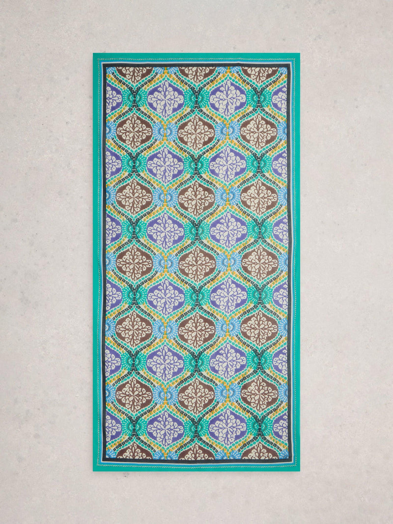 White Stuff blue multi organic cotton scarf (British brand)