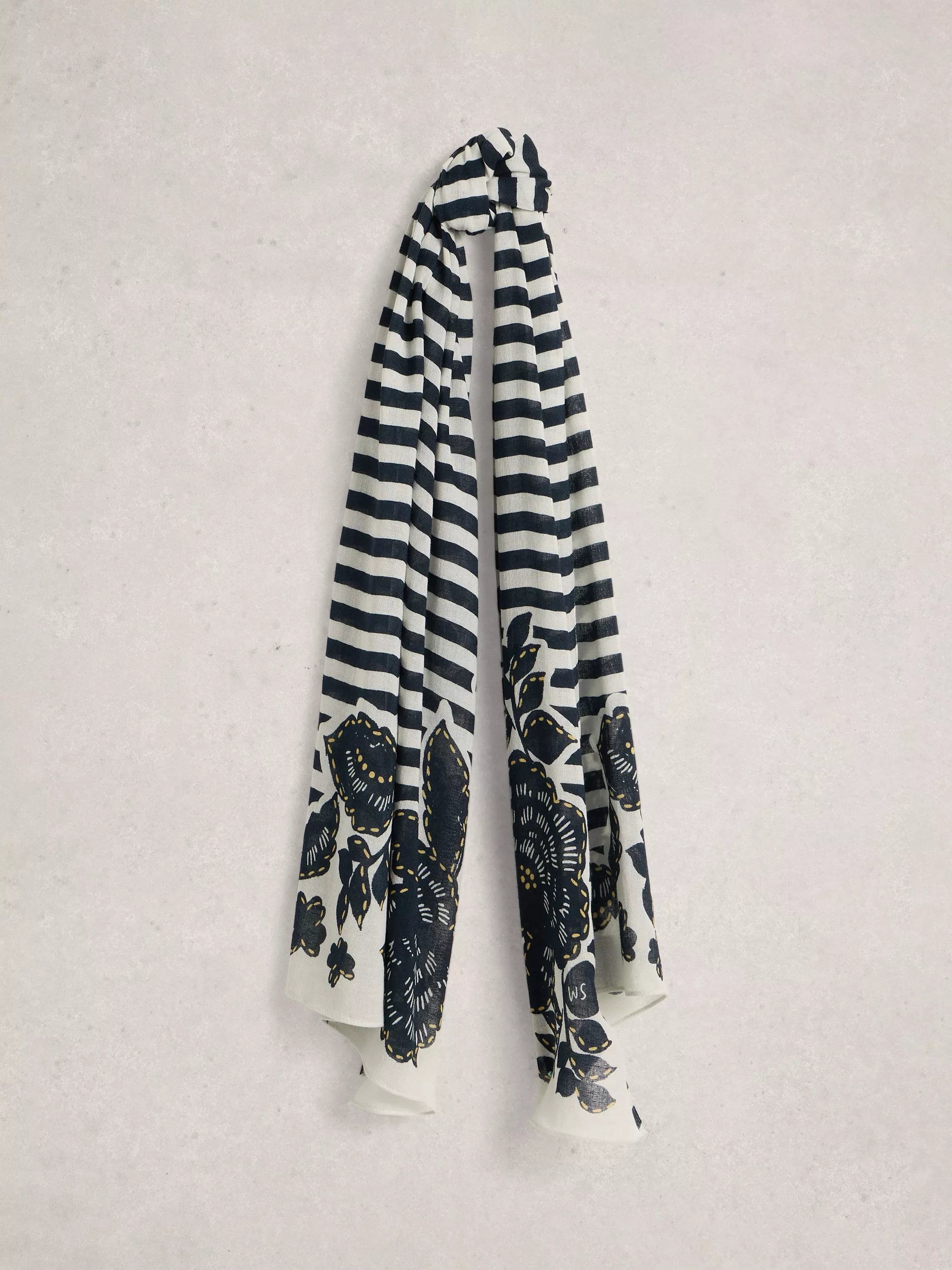 White Stuff Lily Scarf in navy and white, imported from the UK