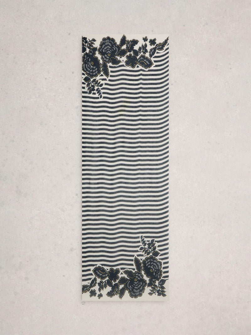 White Stuff Lily Scarf in navy and white, imported from the UK