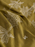 White Stuff embroidered scarf green organic cotton blend, imported from the UK