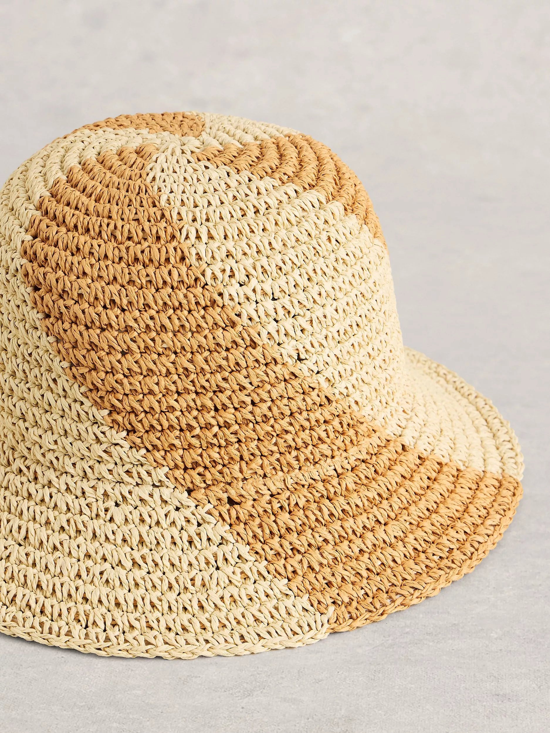White Stuff crochet bucket hat in Natural/Multi - British product