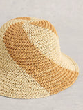 White Stuff crochet bucket hat in Natural/Multi - British product