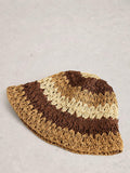 White Stuff stripe bucket hat in brown/multi (British brand)