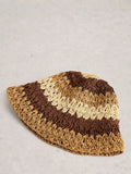 White Stuff stripe bucket hat in brown/multi (British brand)