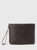 Whistles woven leather clutch bag black - British product