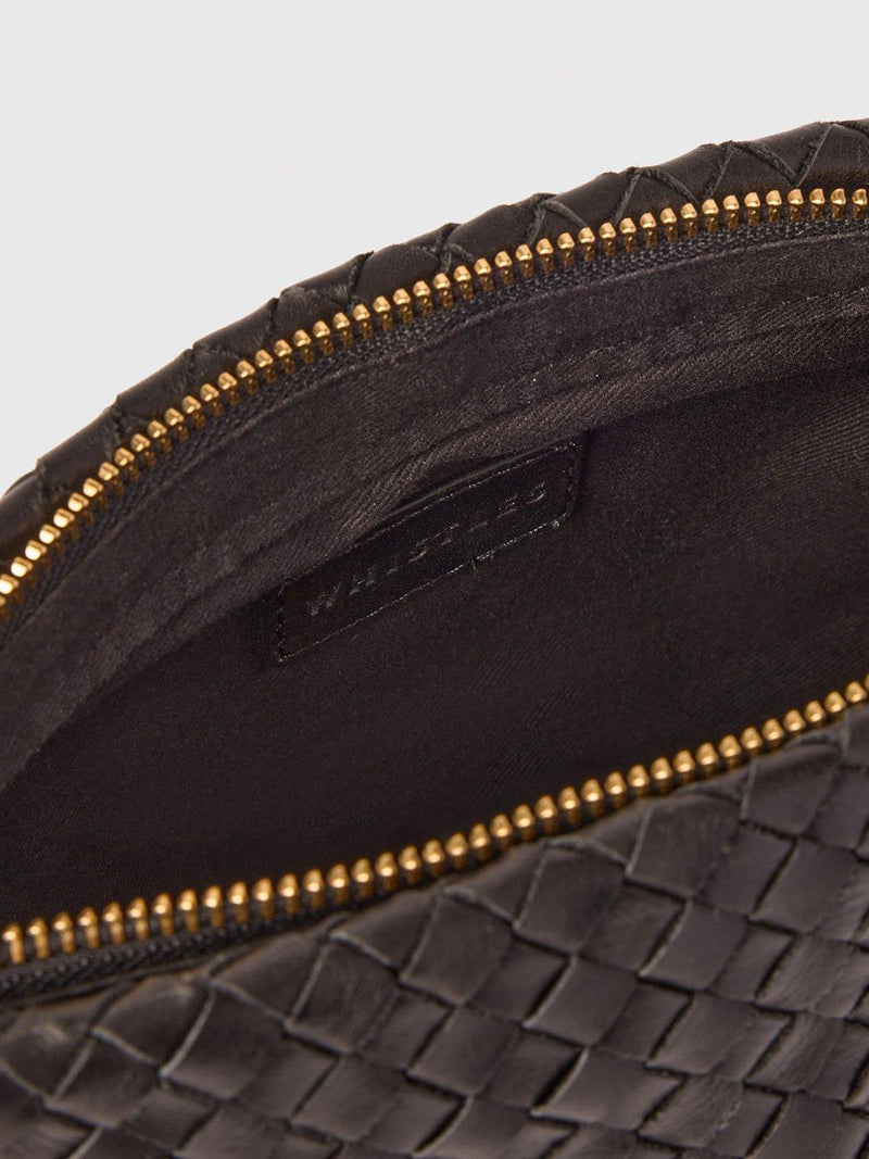Whistles woven leather clutch bag black - British product