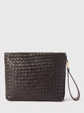 Whistles woven leather clutch bag black - British product