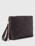 Whistles woven leather clutch bag black - British product