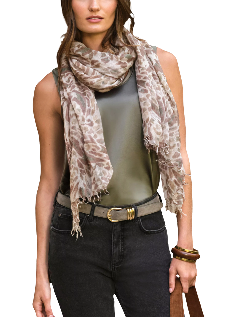 Pure Collection wool cashmere blend scarf natural, UK version