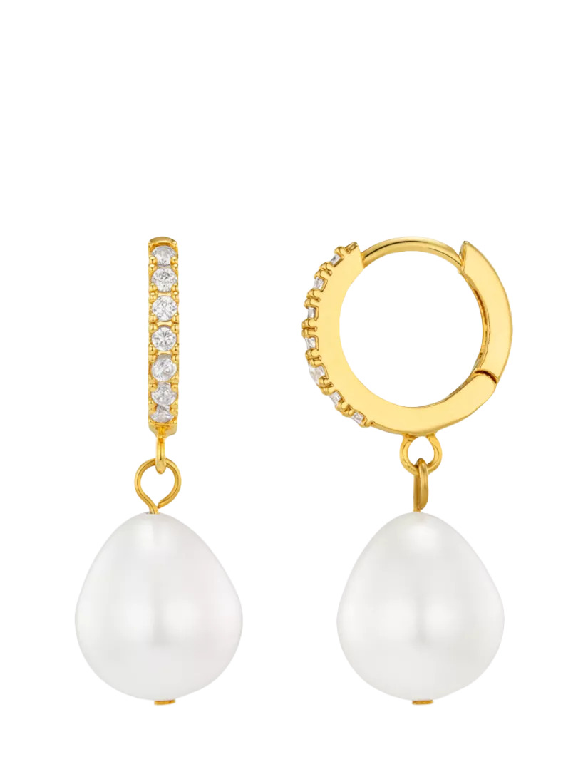 Orelia drop hoop earrings pearl gold - British product