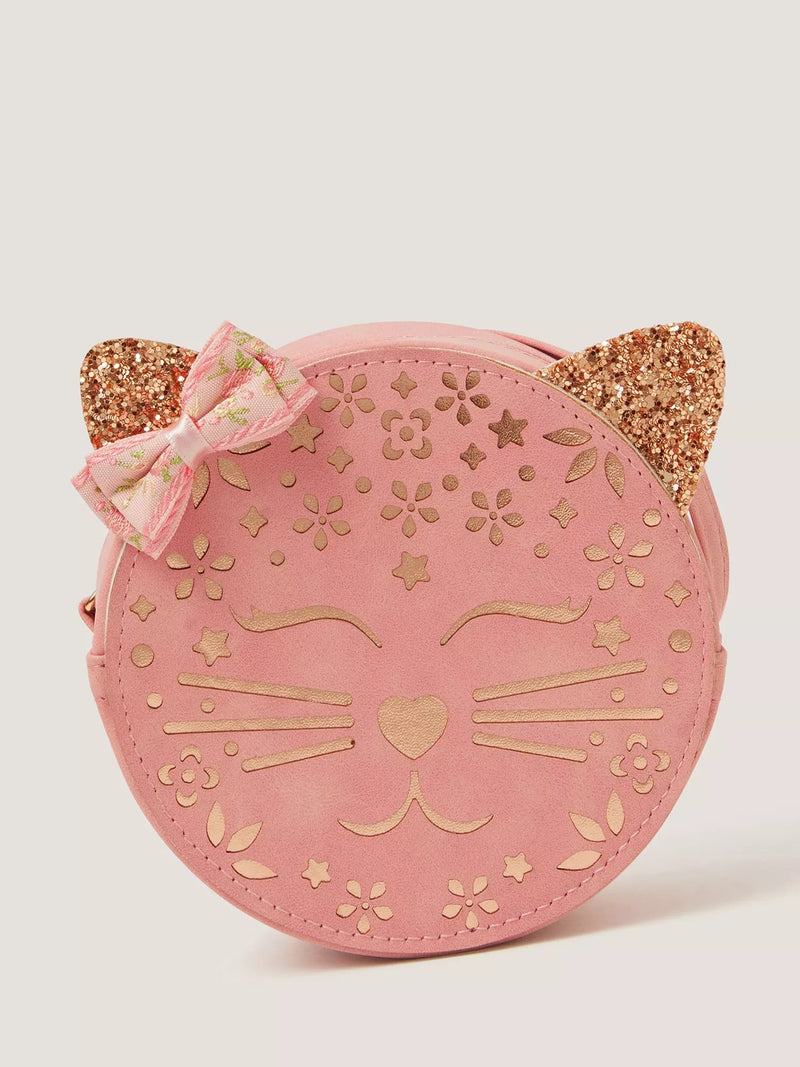 Monsoon kids round metallic cat bag pink, UK version
