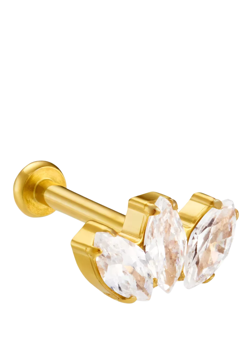 Orelia labret earring marquise fan crystal, imported from the UK
