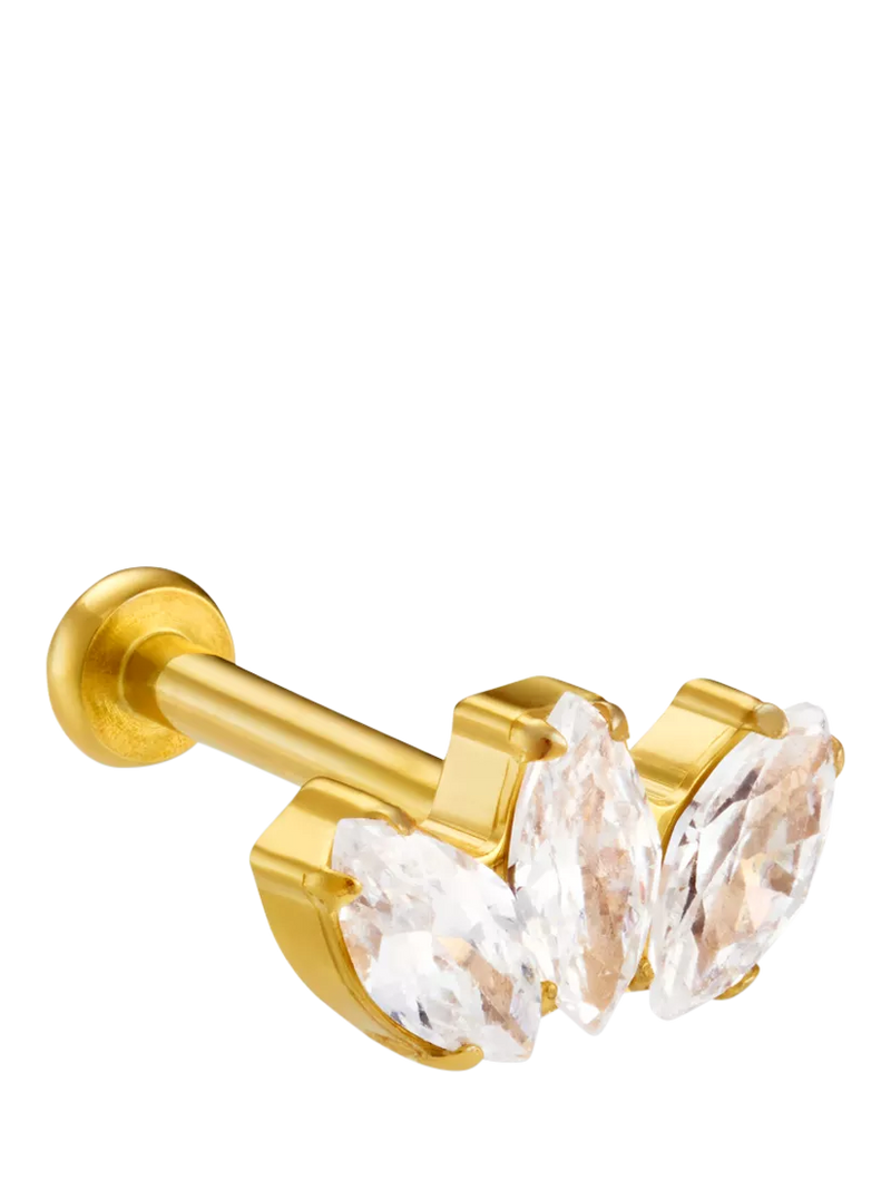 Orelia labret earring marquise fan crystal, imported from the UK