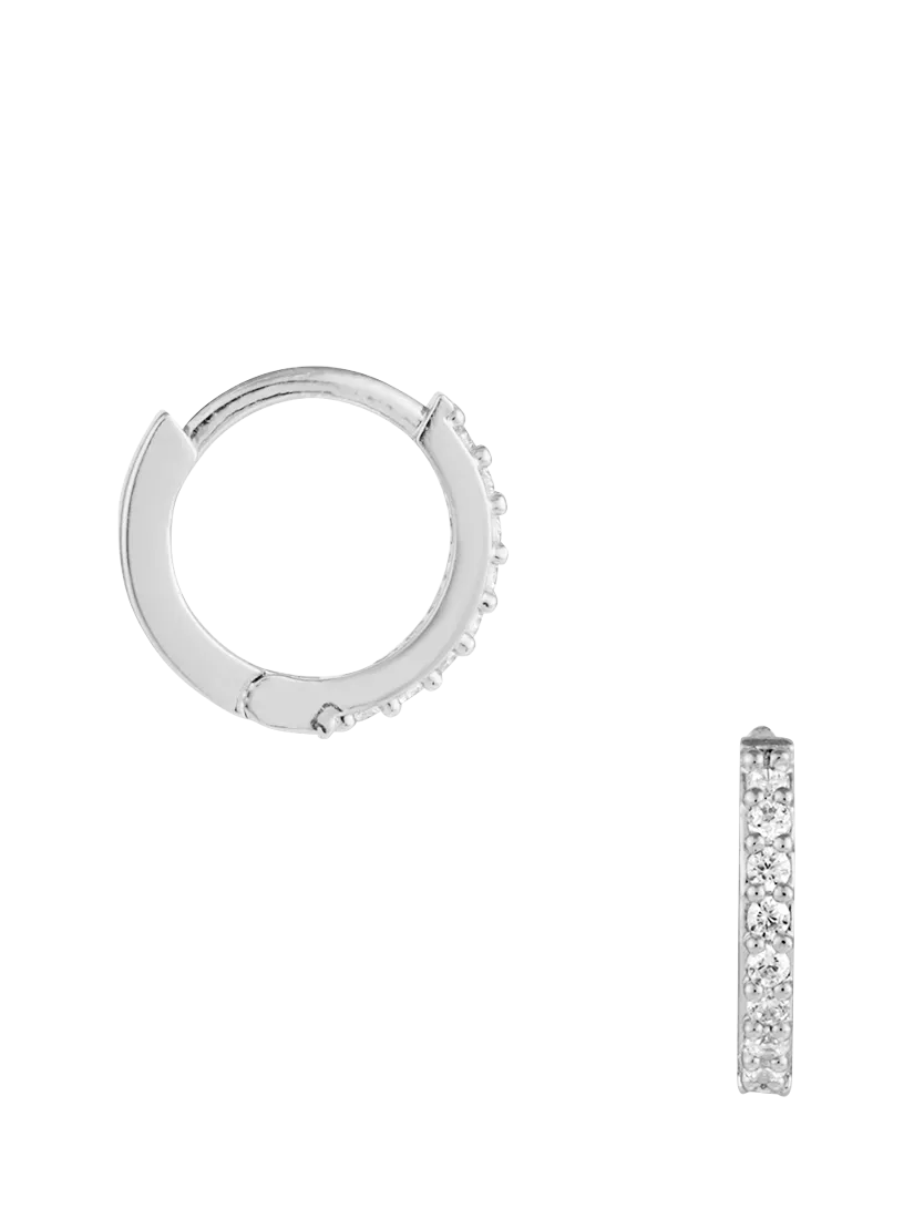 Orelia Pavé mini micro hoop earrings silver, UK version