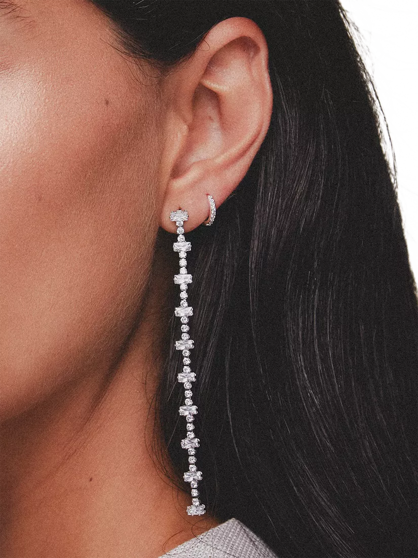 Orelia Pavé mini micro hoop earrings silver, UK version