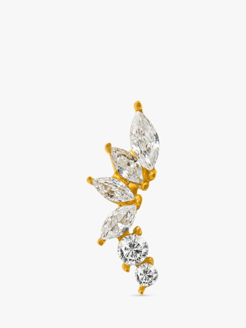 Orelia curved crystal cluster barbell earring gold (British brand)