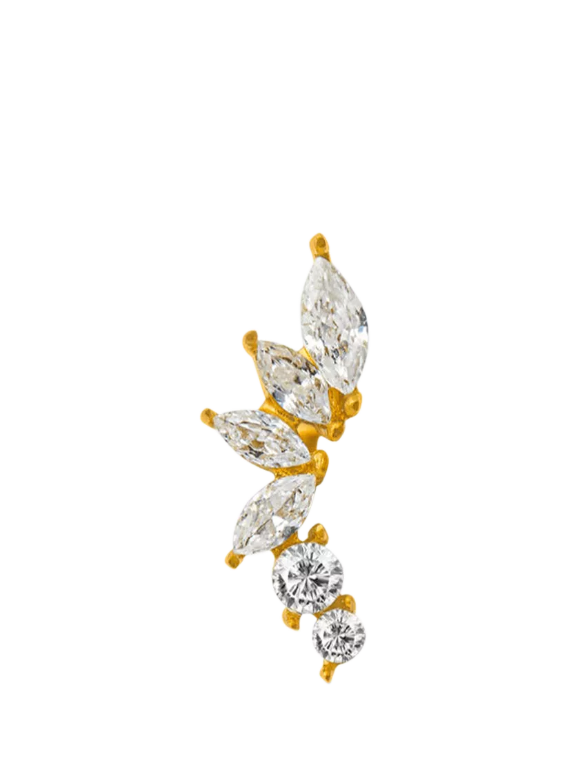 Orelia curved crystal cluster barbell earring gold (British brand)