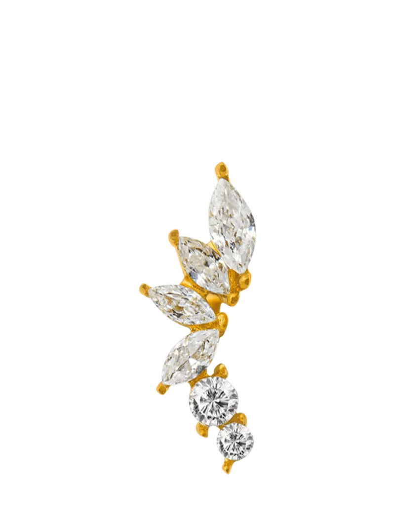 Orelia curved crystal cluster barbell earring gold (British brand)