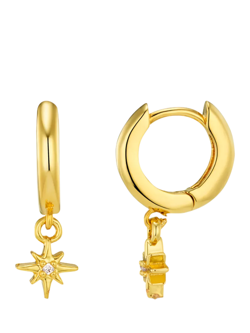 Orelia Starburst Cubic Zirconia Micro Huggie Hoop Earrings, UK version