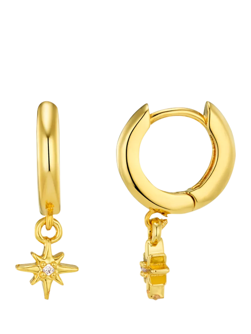Orelia Starburst Cubic Zirconia Micro Huggie Hoop Earrings, UK version