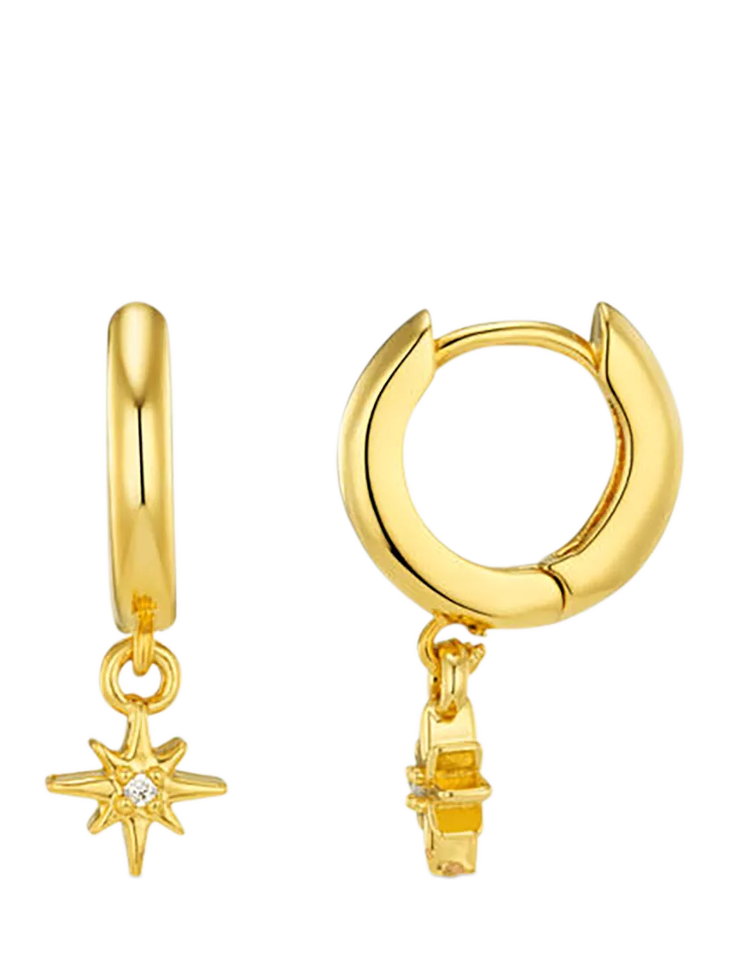 Orelia Starburst Cubic Zirconia Micro Huggie Hoop Earrings, UK version
