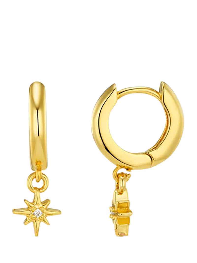 Orelia Starburst Cubic Zirconia Micro Huggie Hoop Earrings, UK version