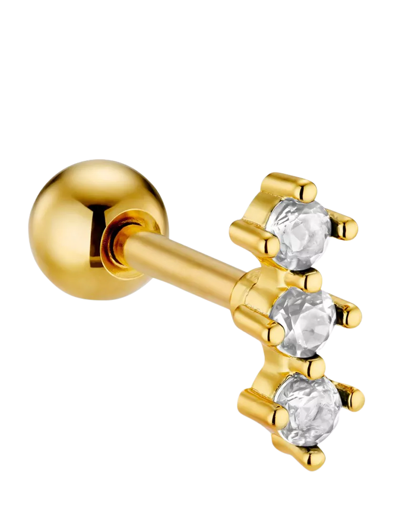 Orelia gold crystal trio barbell stud earring, UK version