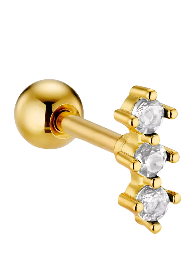 Orelia gold crystal trio barbell stud earring, UK version