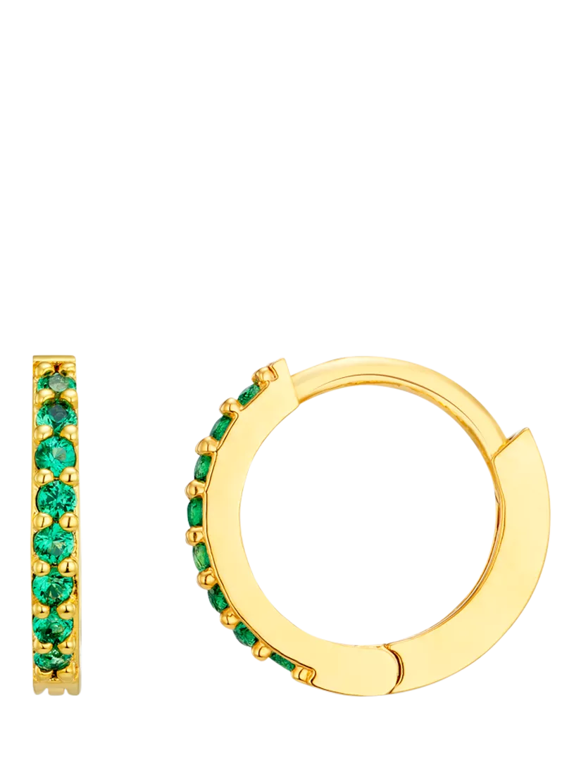 Orelia mini emerald micro pavé hoop earrings in gold (British brand)