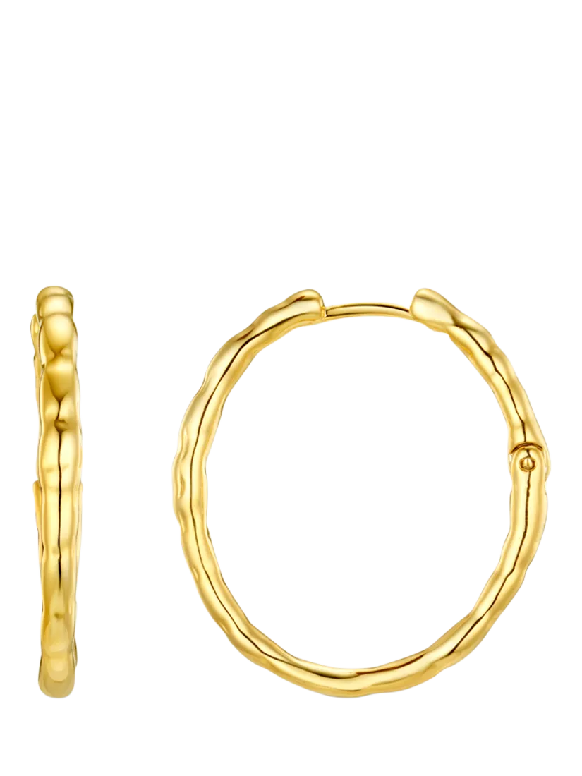 Orelia hoop earrings polished molten pale gold large, UK version