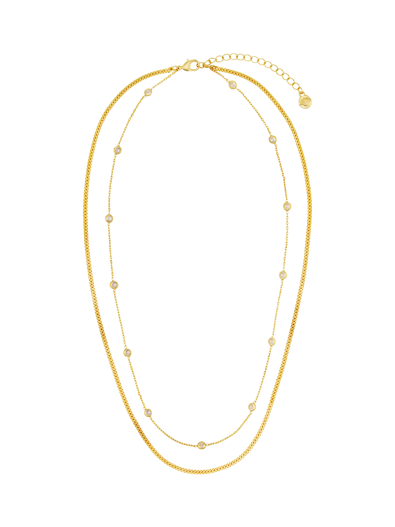 Orelia Stationed Snake 2-Row Necklace crystal cubic zirconia, UK version
