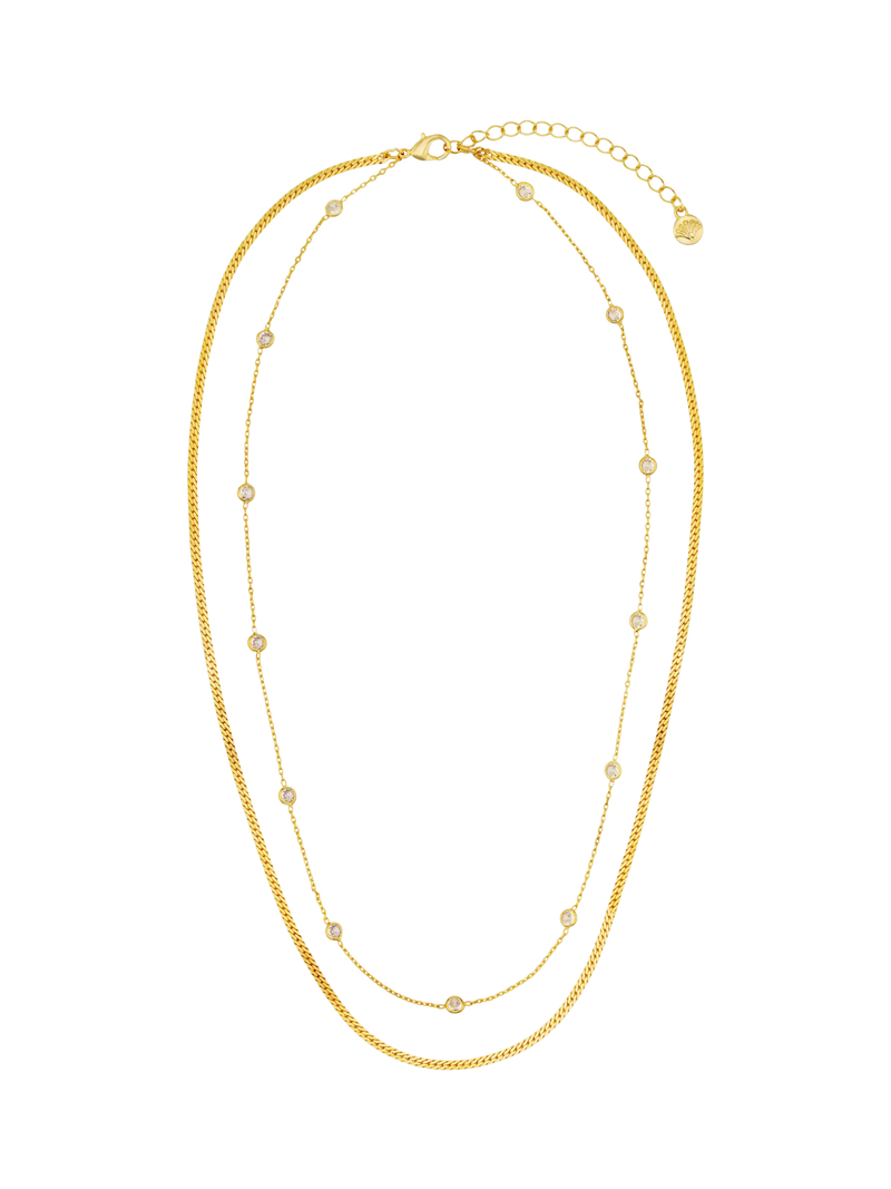Orelia Stationed Snake 2-Row Necklace crystal cubic zirconia, UK version