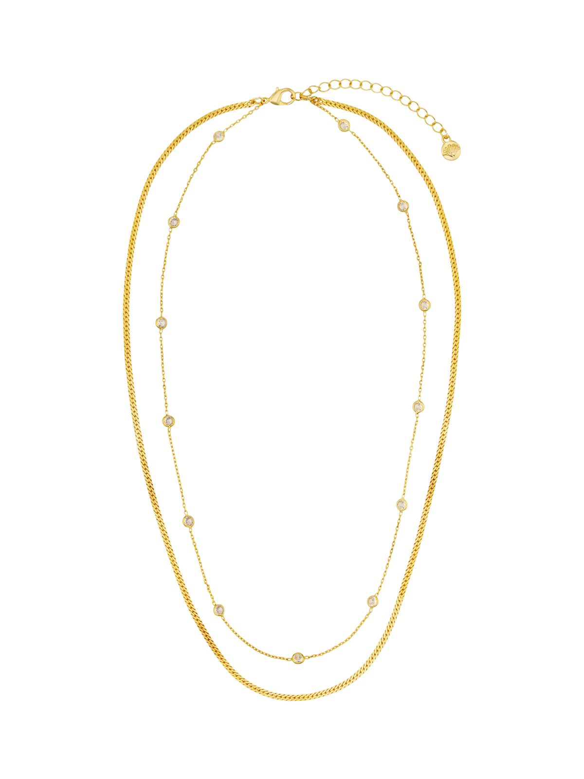 Orelia Stationed Snake 2-Row Necklace crystal cubic zirconia, UK version