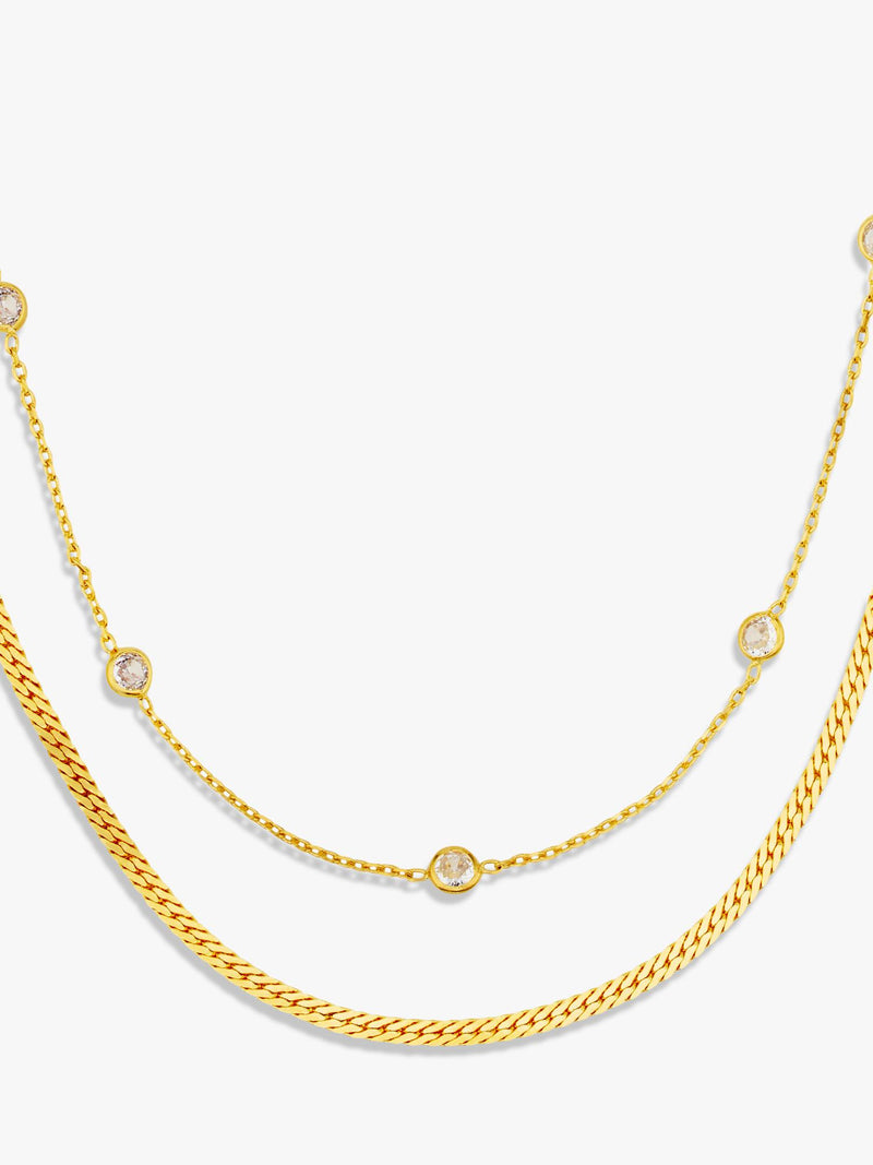 Orelia Stationed Snake 2-Row Necklace crystal cubic zirconia, UK version