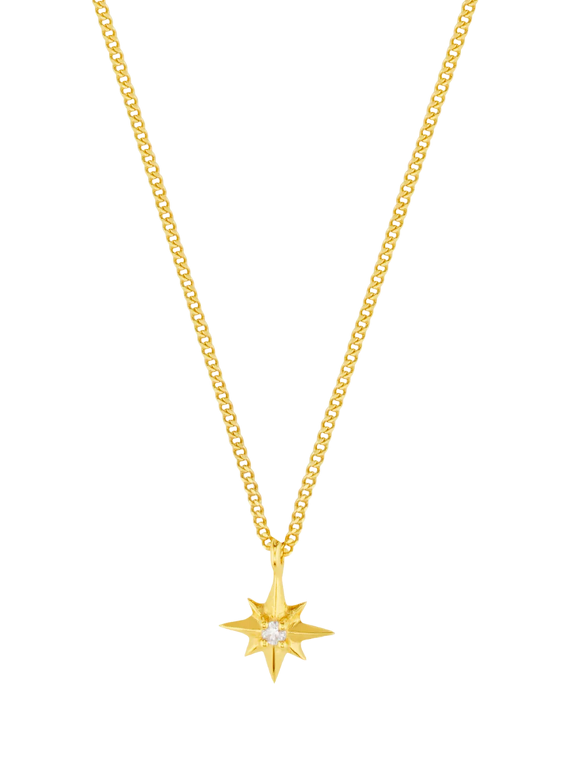Orelia Starburst Necklace crystal 18ct gold plated 40cm chain, imported from the UK