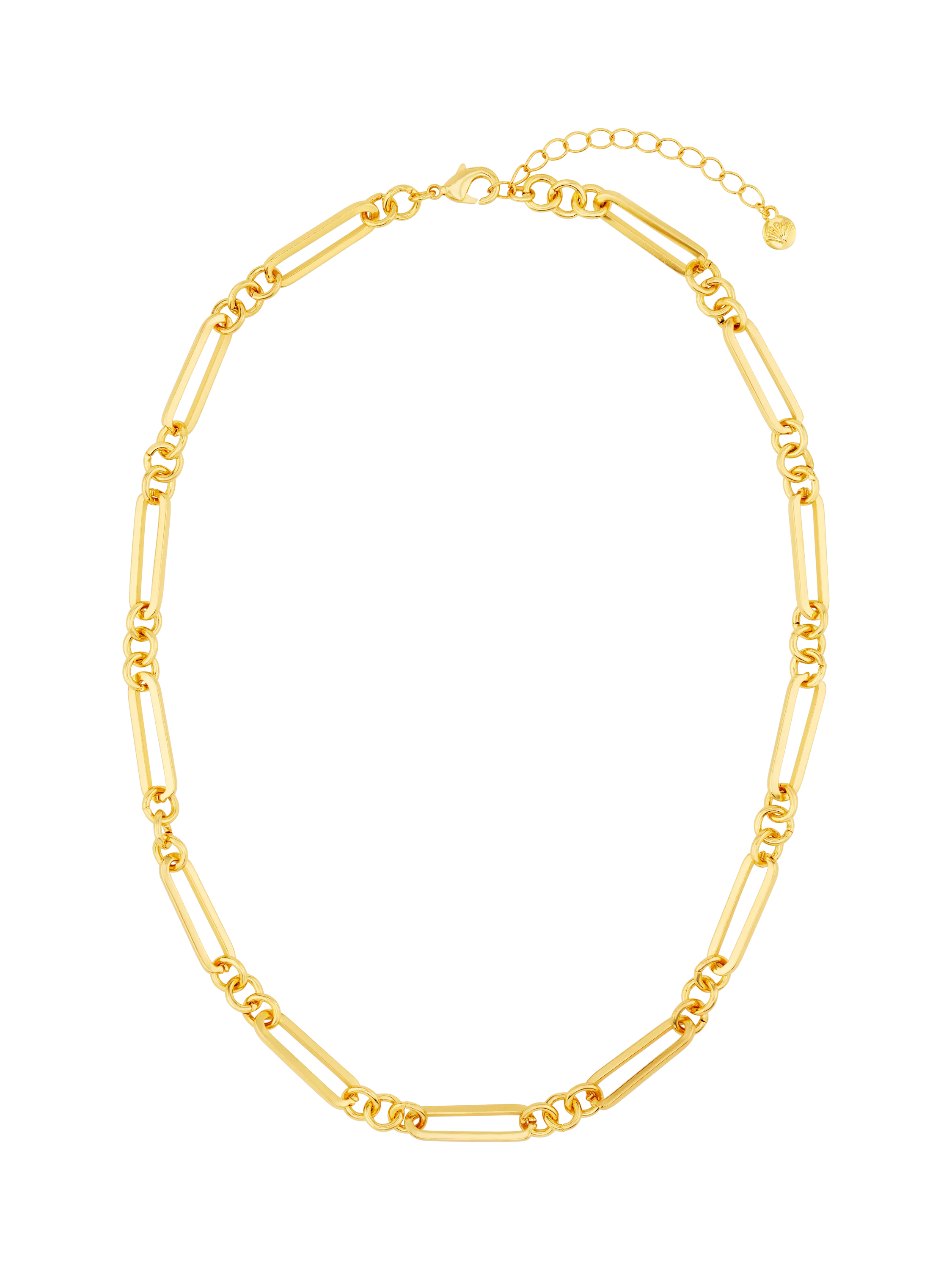 Orelia open rectangular link necklace pale gold 16cm extender, imported from the UK