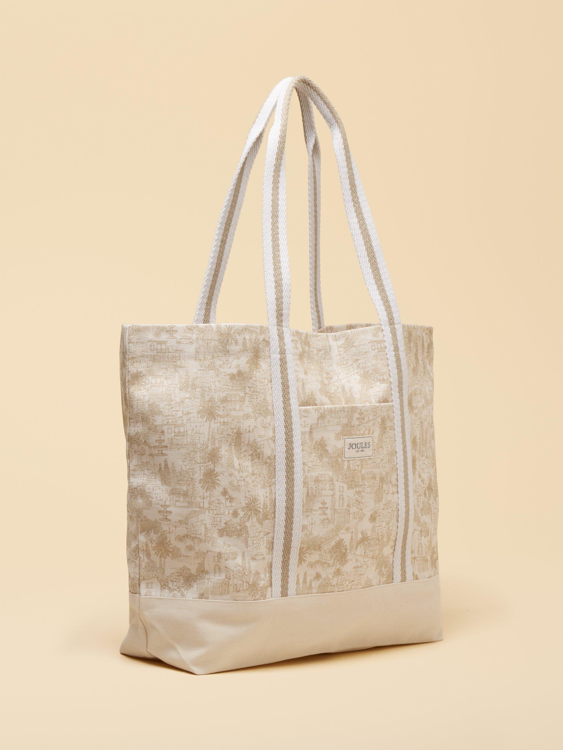 Joules Promenade canvas tote bag natural, imported from the UK