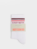 Sweaty Betty Varsity Slogan Sports Socks White/Melrose Pink, imported from the UK