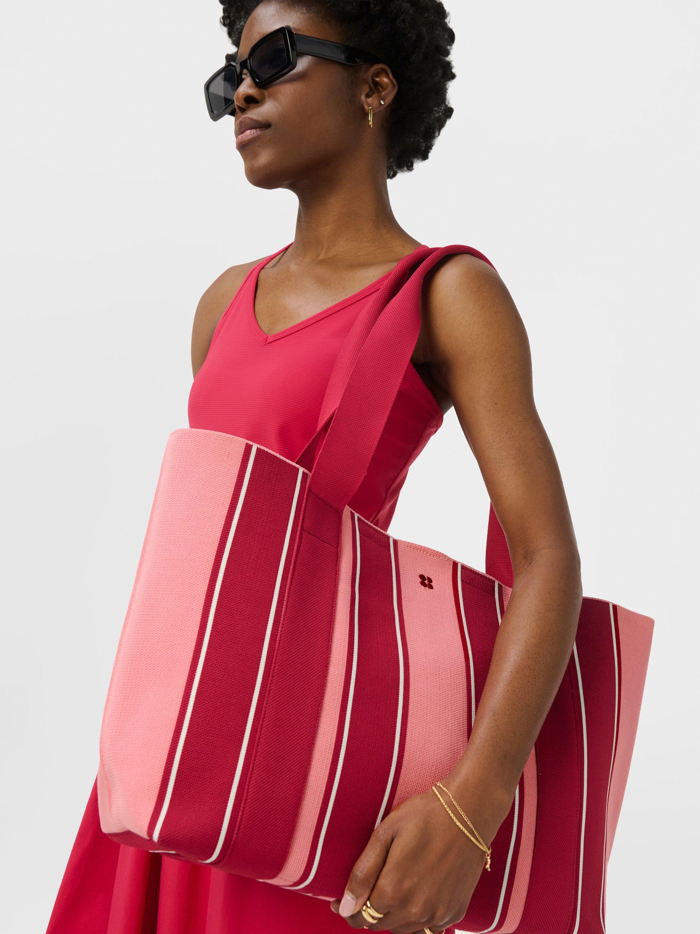 Sweaty Betty knitted stripe beach bag Melrose Pink - British product