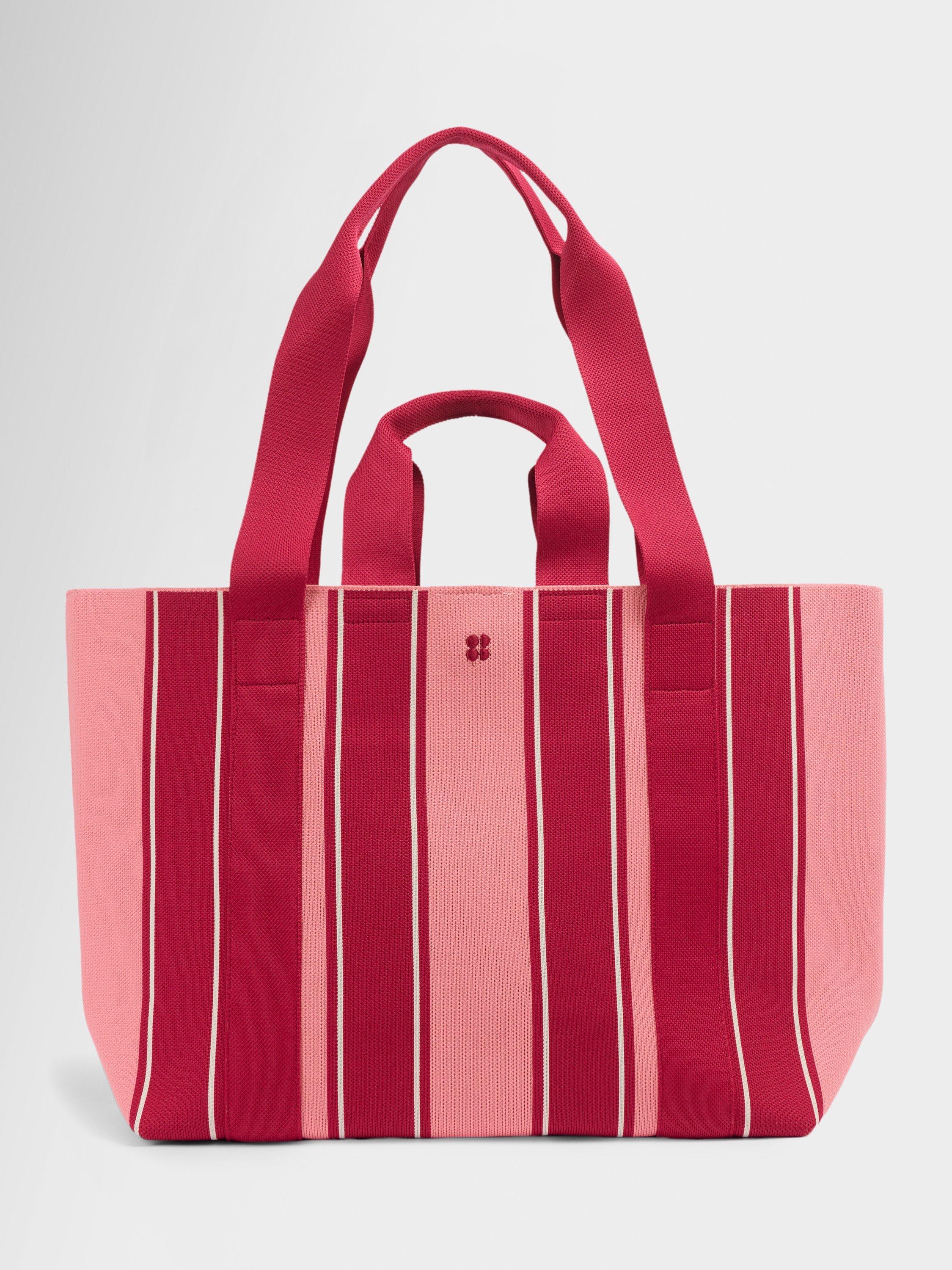 Sweaty Betty knitted stripe beach bag Melrose Pink - British product