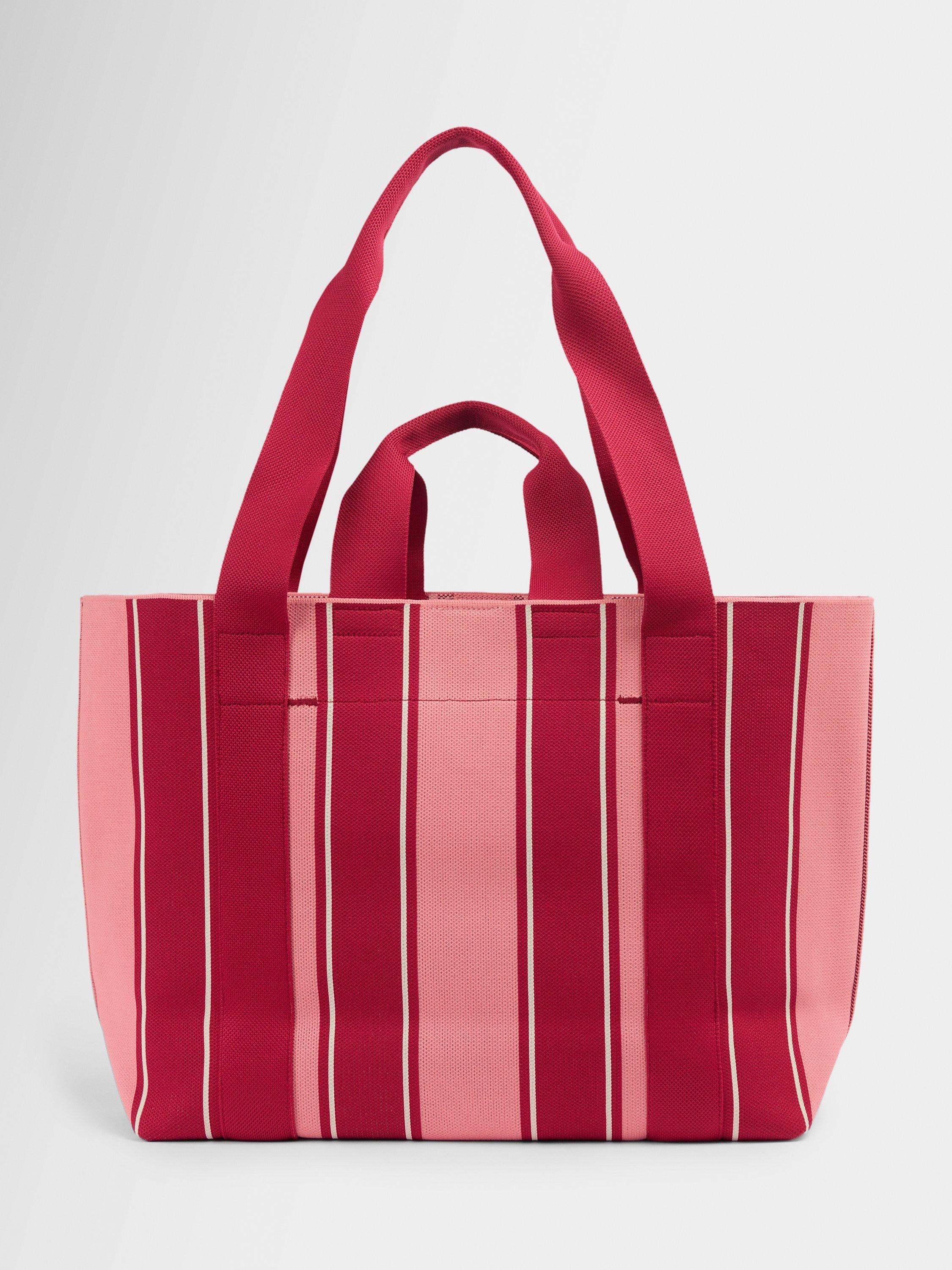 Sweaty Betty knitted stripe beach bag Melrose Pink - British product